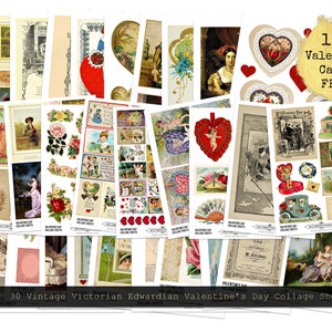 30 Vintage Victorian Valentine&#39;s Day Collage Sheets Antique Printable Images • Instant Digital Download • Plus 100 Valentine&#39;s Cards FREE!
