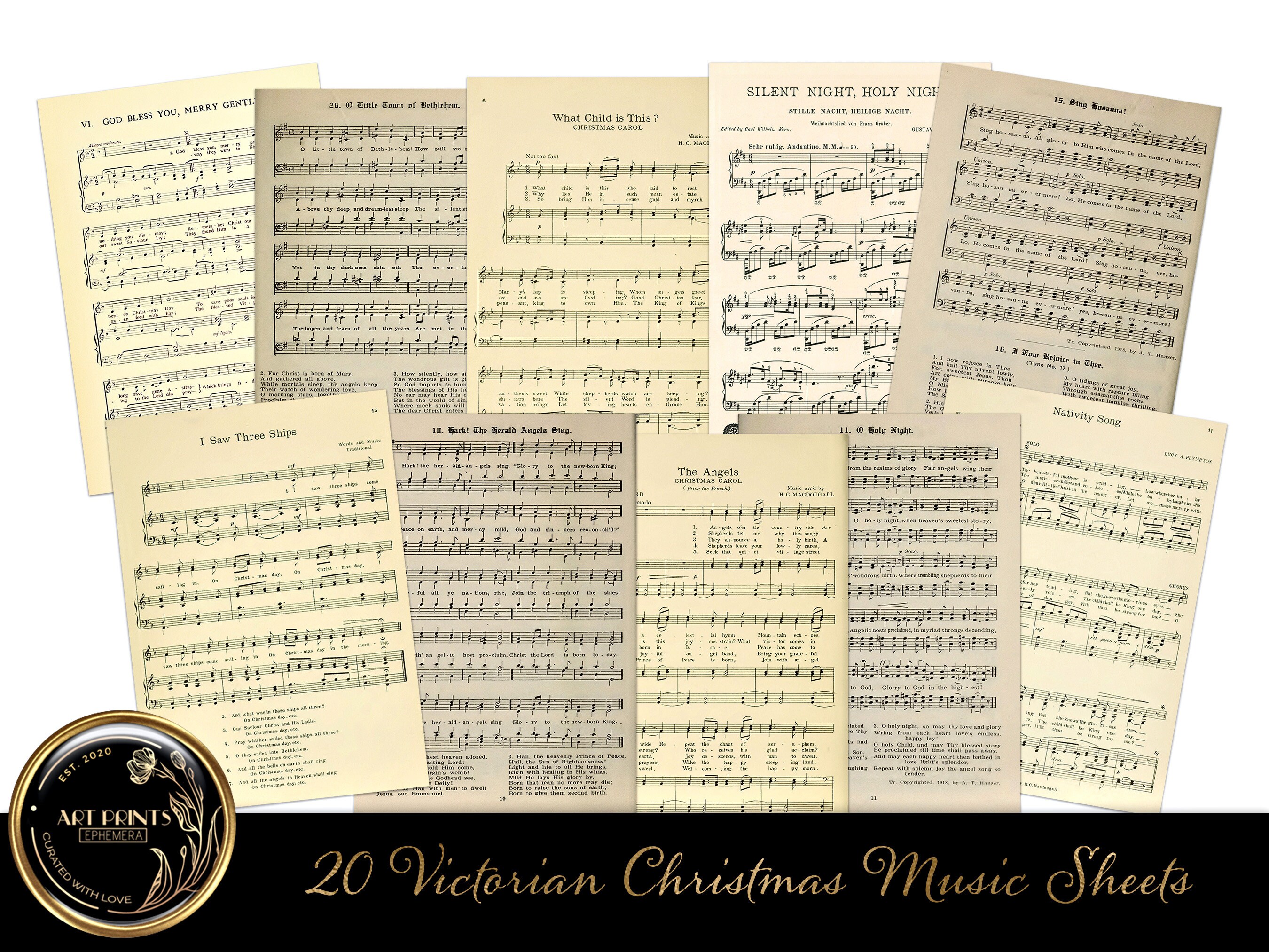 Victorian Christmas Music Images 20 Sheets Instant Digital Etsy
