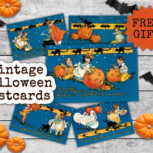 Imágenes de postales de Halloween de estilo eduardiano • Efímeras antiguas • Más REGALO GRATIS • Descarga digital instantánea • Uso comercial