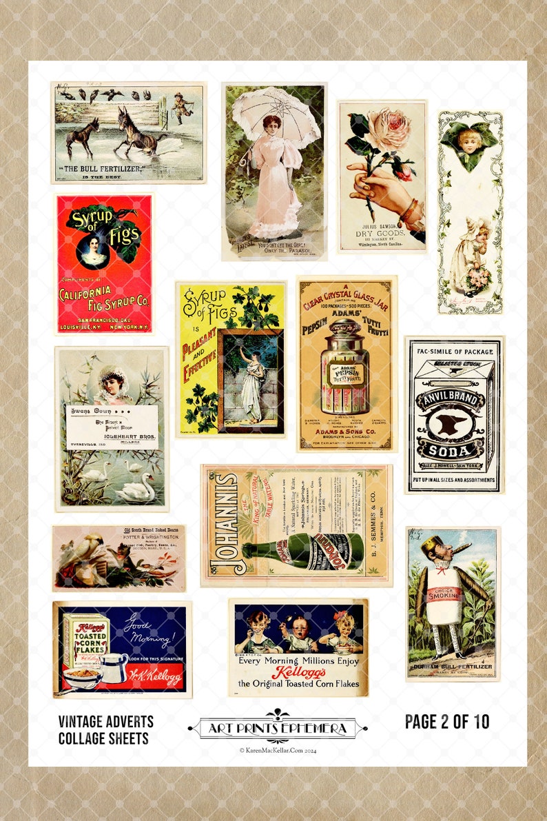 Old Grungy Advertising Leaflets & Posters Images Collage Sheets ...