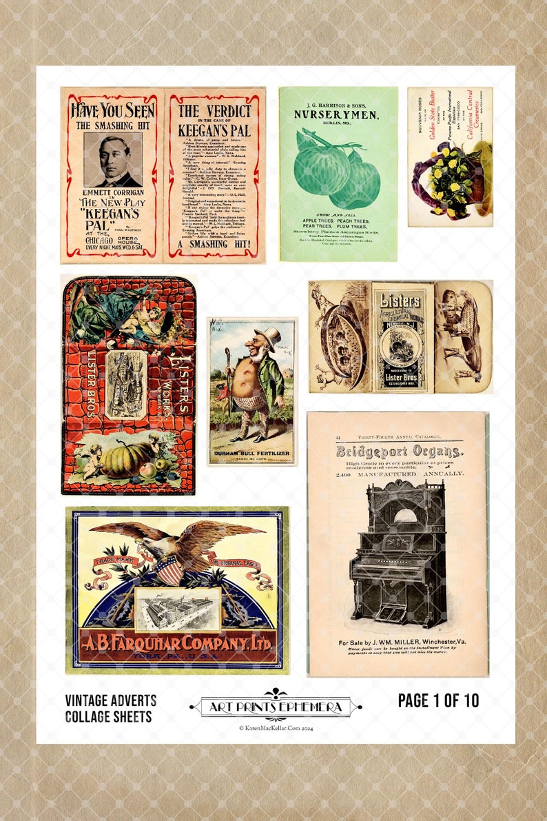 Old Grungy Advertising Leaflets & Posters Images Collage Sheets ...