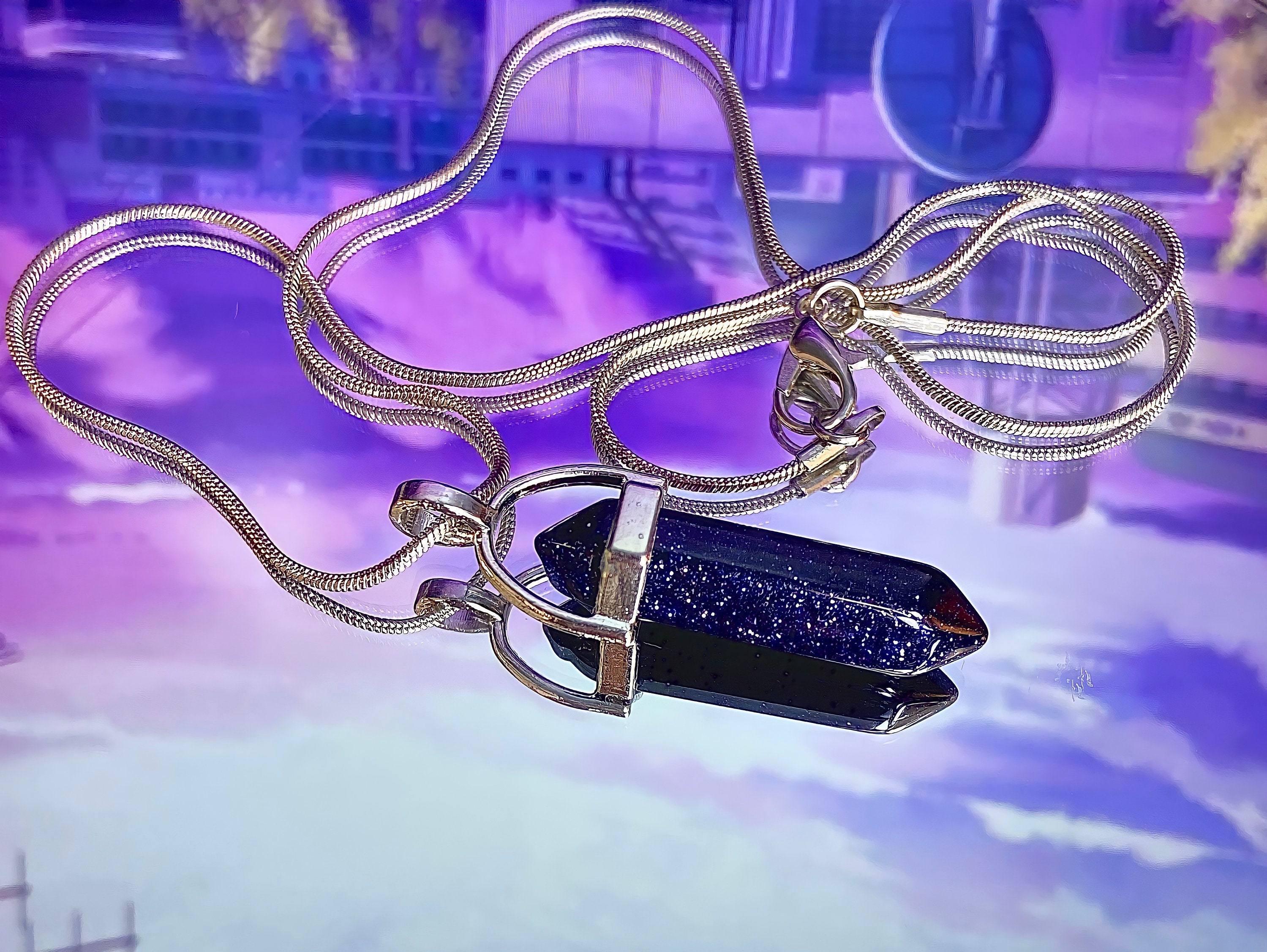 Sparkling obsidian crystal pendant necklace Etsy