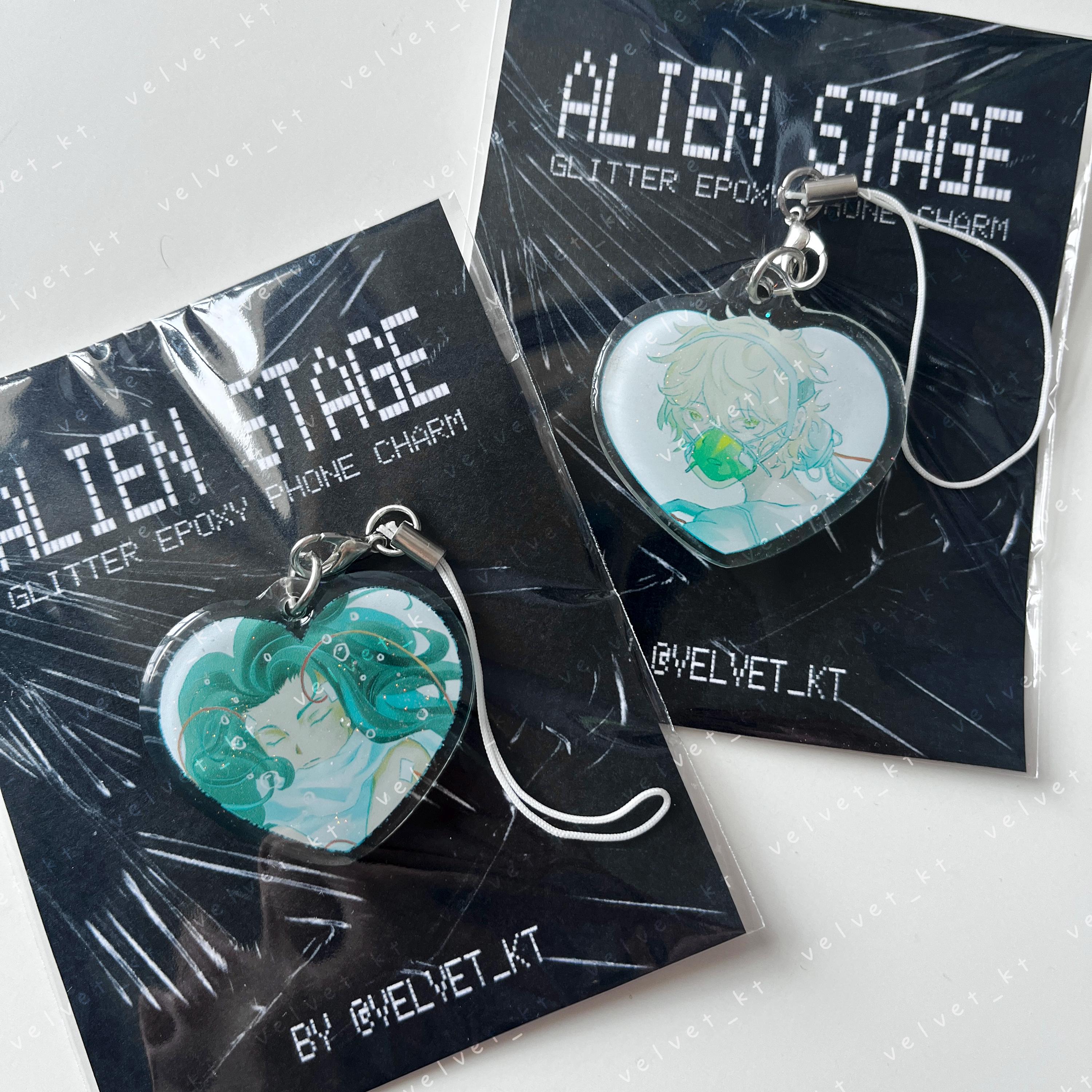 ALIEN STAGE Glitter Heart Phone Charm - Mizi, Sua, Ivan