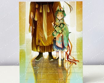 GENSHIN IMPACT Baby Xiao and Zhongli - Anime & Manga Art Illustration Postcard Mini Print