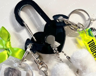 Devil Bat Wing Acrylic Keychain – Heart Padlock Charm Holder