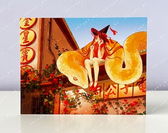 Original Art: SNAKE FAMILIAR - Anime & Manga Art Illustration Postcard Mini Print