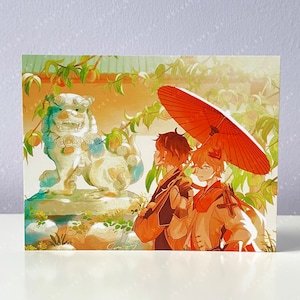 GENSHIN IMPACT Zhongli et Childe - Anime & Manga Art Illustration Carte postale Mini Print