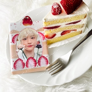 Portafotos Kpop - Llavero Strawberry Shortcake para tarjetas fotográficas, juegos de cartas coleccionables, fotos pequeñas