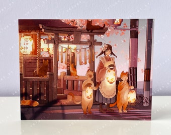Original Art: CAT'S SHRINE - Anime & Manga Art Illustration Postcard Mini Print