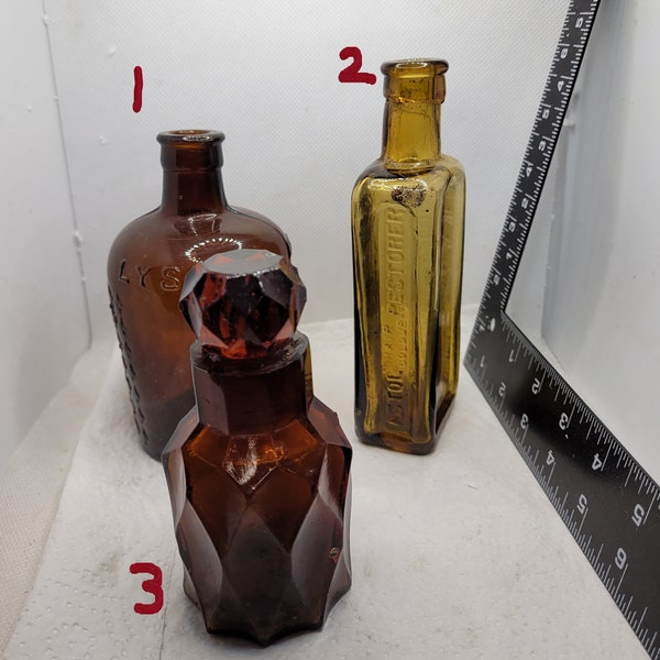 Mixed group of Victorian Medicine and cure plus cut glass perfume