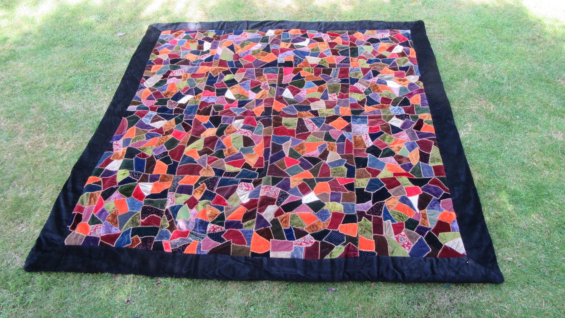 Vintage Velvet Patchwork Quilt Etsy