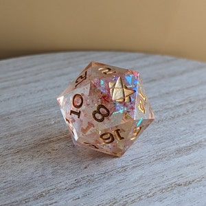 Peaches - 40mm Chonk D20 - Pink - Dungeons and Dragons, DND, TTRPG, Role Playing Games