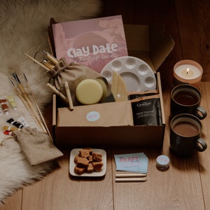 Pottery Box for Two with Conversation Cards | Wedding Gift for Couple | Gift for Wife | 9th Anniversary Gift for Her | Pottery Kit | DIY Kit