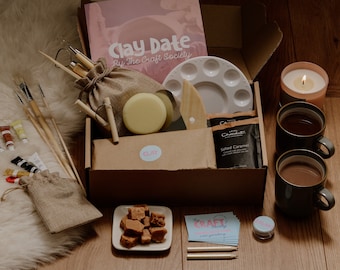 Keramik Date Night Box für Zwei und Konversationskarten | 9th Jubiläum | DIY Kit |Geschenk für Paare | Hochzeitsgeschenk | Datum Idee | Oster Geschenk