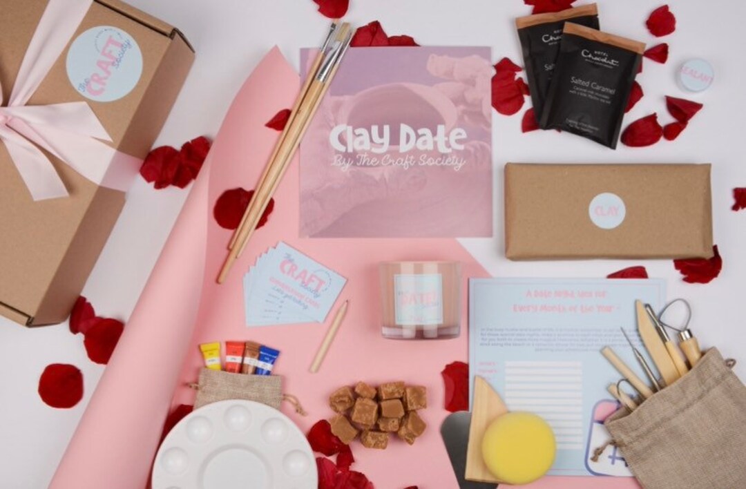 Deluxe Pottery Date Night Box With Candle and Rose Petals 9th Etsy