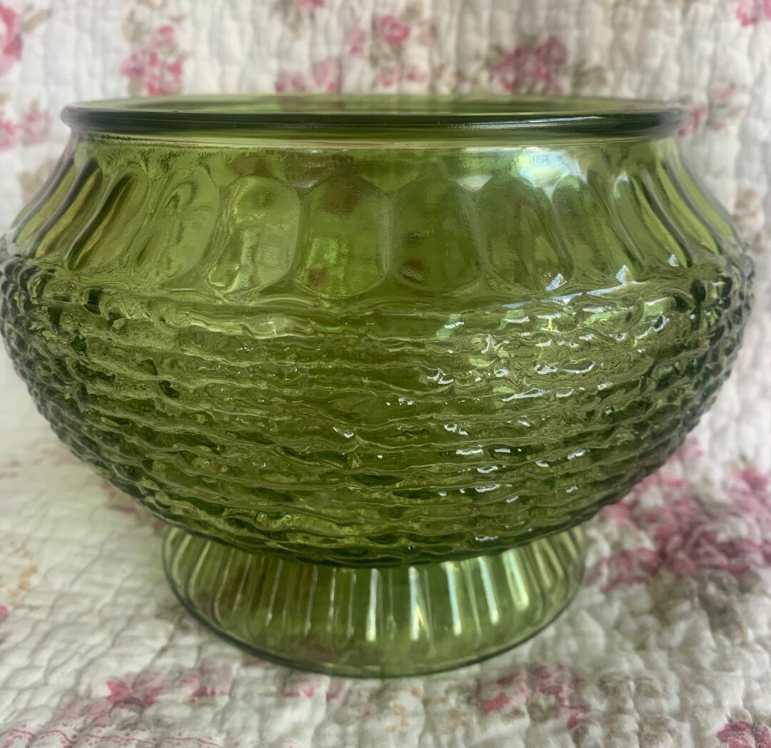 Vintage NAPCO 1176 Green Glass Vase/bowl Etsy