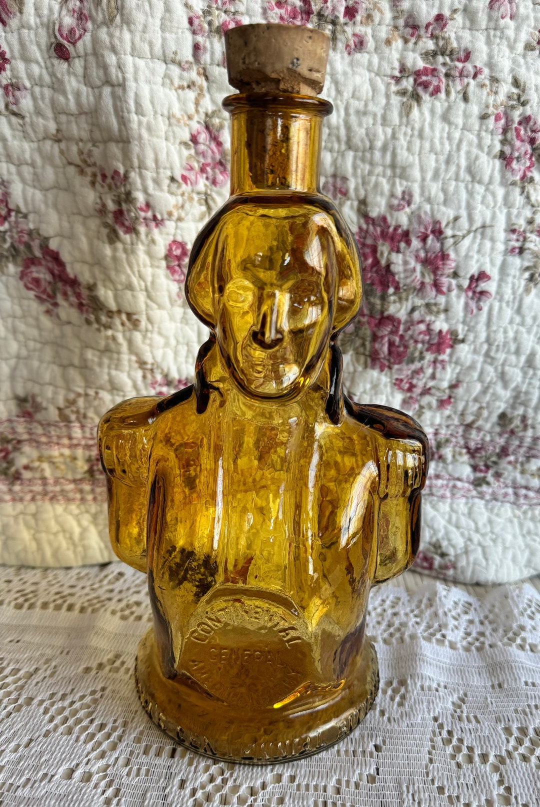 Vintage Simmons Centennial Bitters Bottle Washington Figure