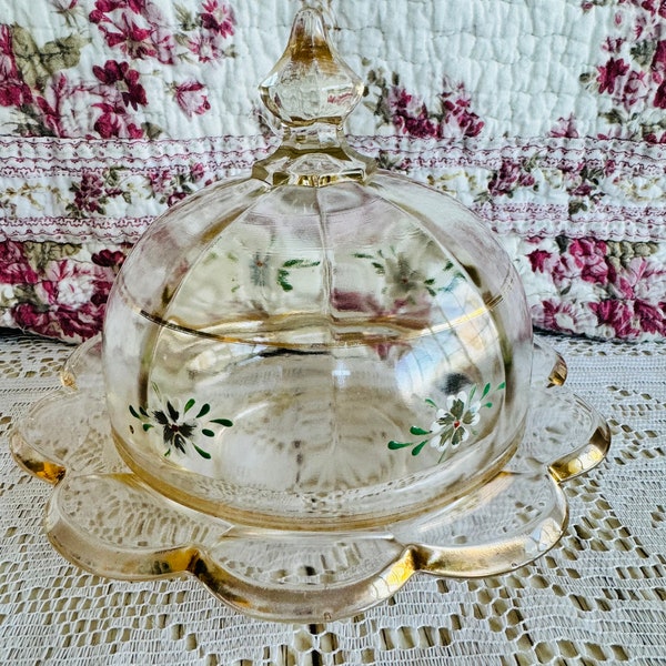 Vintage EAPG Cooperative Flint Glass Domed Butter Dish with Lid