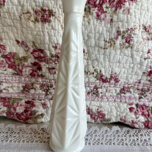Vintage Midcentury Modern Milk Glass Bud Vase with Starburst Pattern