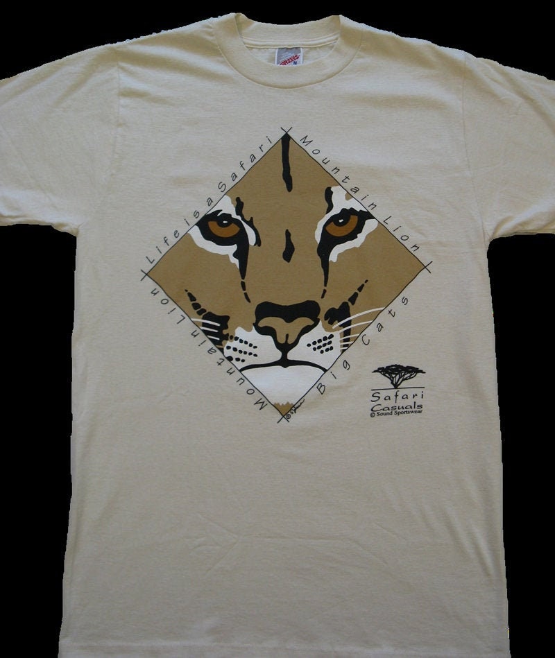 Mountain Lion Design Mens 100 Cot Tshirt M Etsy