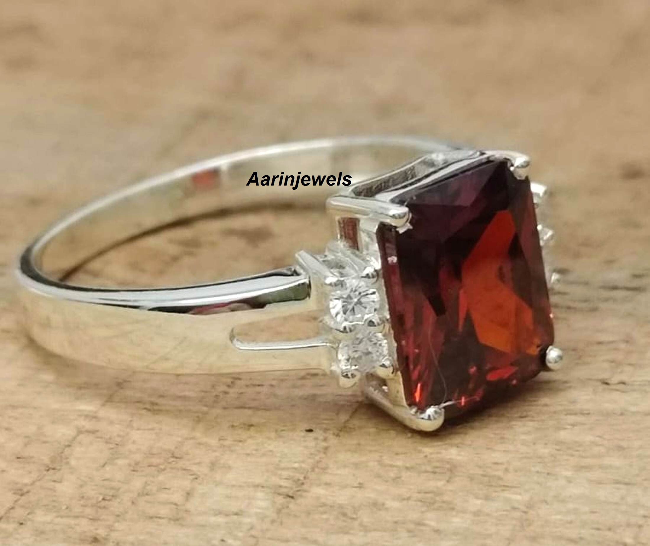 Natural Hessonite Garnet 5.50 Carat Ring, 925 Sterling Silver, Handmade ring for Men And Woman, Anniversary Gift.