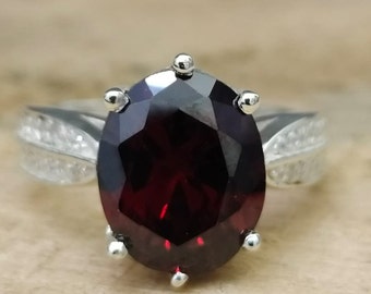 Anillo de granate hessonita natural certificado de 5,50 quilates, plata de ley 925, anillo hecho a mano para hombre y mujer, regalo de aniversario.