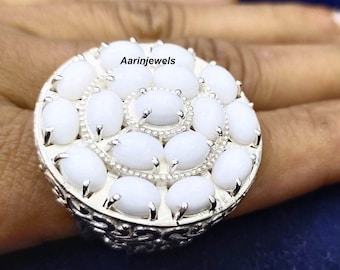 Handmade Sterling Silver Natural White Coral Ring