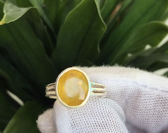 Natural Yellow Sapphire 5.25 Carat Ring, 925 Sterling Silver, Handmade ring for Men And Woman, Anniversary Gift.