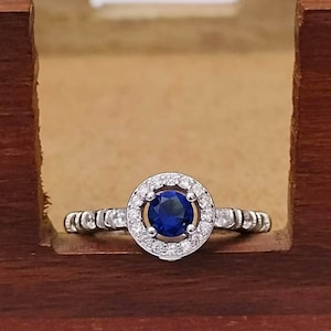 Handmade Certified Blue Sapphire Ring: 925 Sterling Silver, 3 Carat
