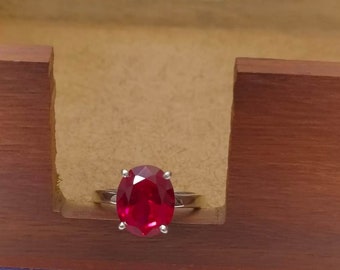 Anillo de rubí natural de 5,00 quilates hecho a mano en plata de ley 925