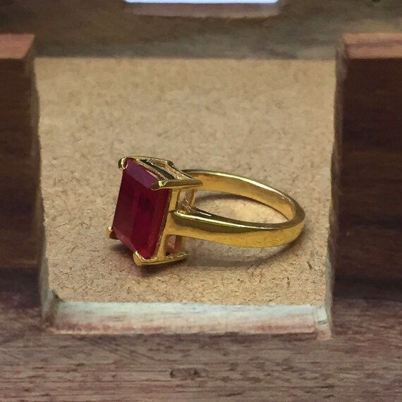 Rectangle Ruby 5.90 Carat Ring Gold Plated Handmade ring for Men And Woman Anniversary Gift