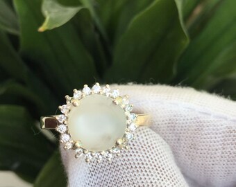Natural Moonstone 5 Carat Ring, 925 Sterling Silver, Handmade ring for Men And Woman, Anniversary Gift.
