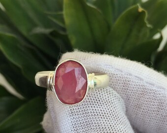 Handmade 5.25 Carat Natural Ruby Ring: Adjustable Sterling Silver