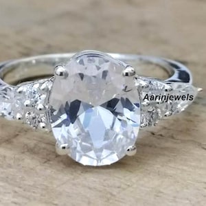 Natural White Sapphire 5.00 Carat Ring, 925 Sterling Silver, Handmade ring for Men And Woman, Anniversary Gift.