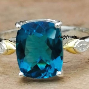 Natural London Blue Topaz 5.50 Carat Ring, 925 Sterling Silver, Handmade ring for Men And Woman, Anniversary Gift.
