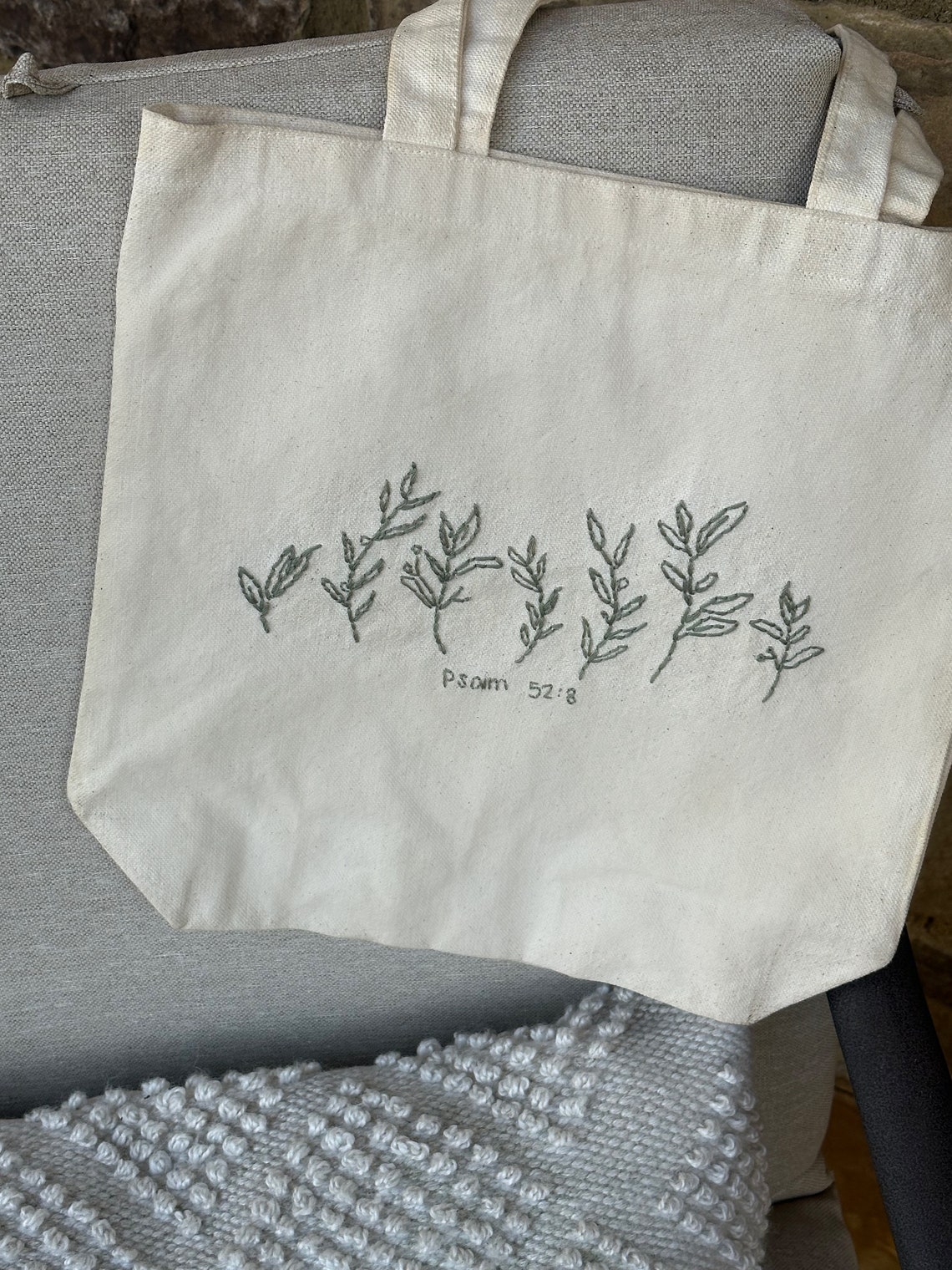 Hand Embroidered Tote Bag Bible Verse - Etsy