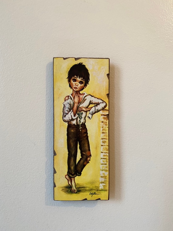 Idylle/jolylle Big Eyed Boy Child Print 60s Vintage Wall Art