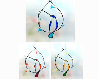 Hummingbird Stained Glass Light Catcher - Window Hanging Suncatcher, Mother's Day Gift