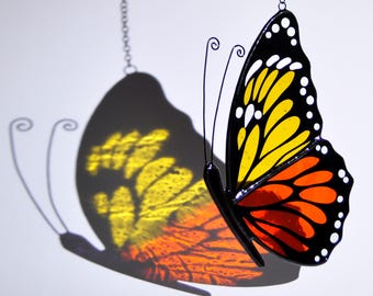 Monarch Butterfly Stained Glass Suncatcher, Window Hanging, Gift for Mom