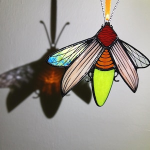 Stained Glass Firefly Suncatcher Luminescent Window hangings, Unique housewarming party gift