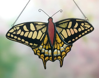 Colorful Glass Butterfly Suncatcher | Unique Gift for Mom | Stained Glass Decor