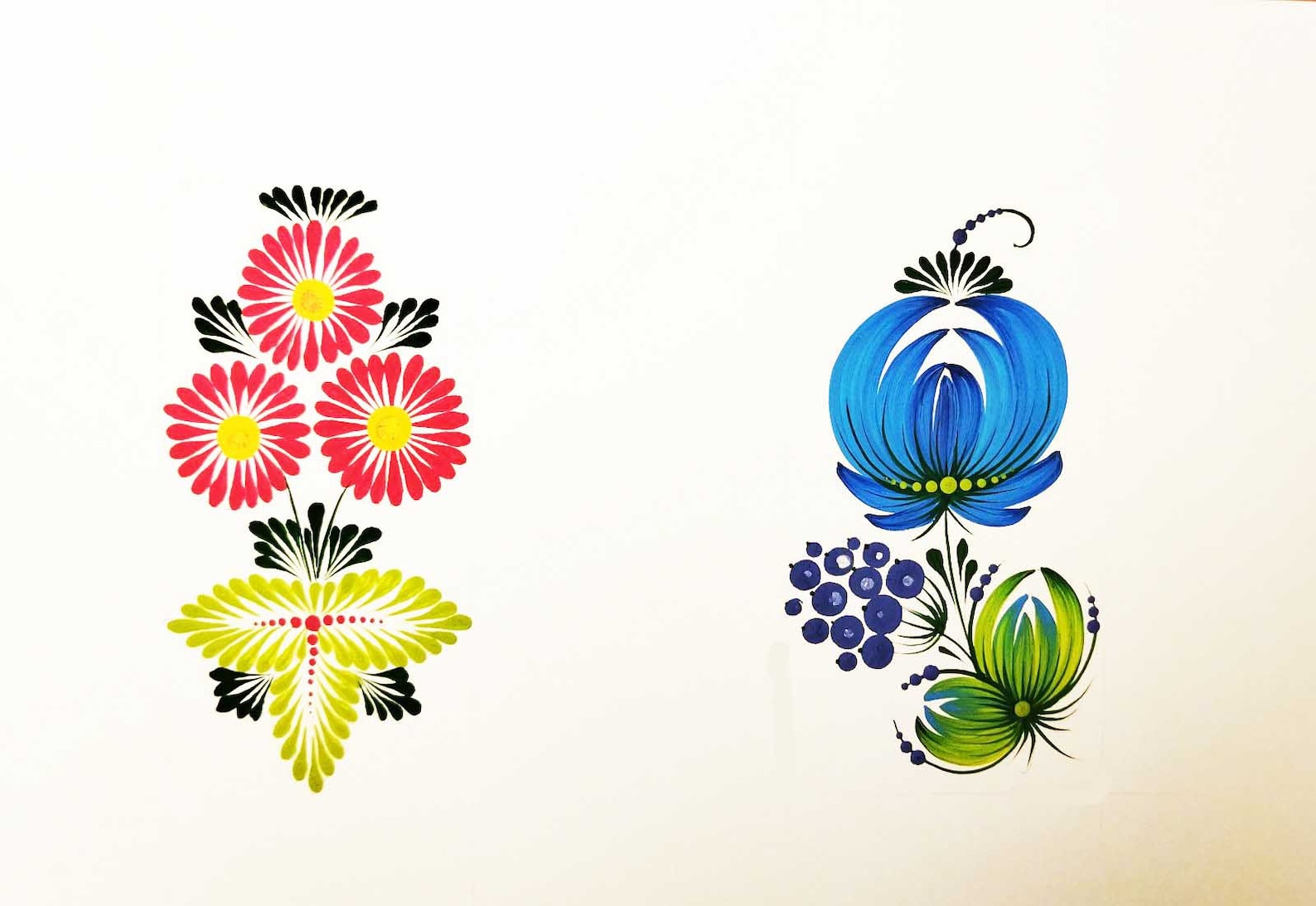 Coloring Page With Petrykivka Painting. Training Exercises for Etsy