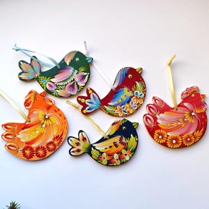 Christmas Birds Ornaments, Decoration With Floral Pattern - Fairy Bird Ornaments, Holiday Home Decor, Christmas Tree Bird