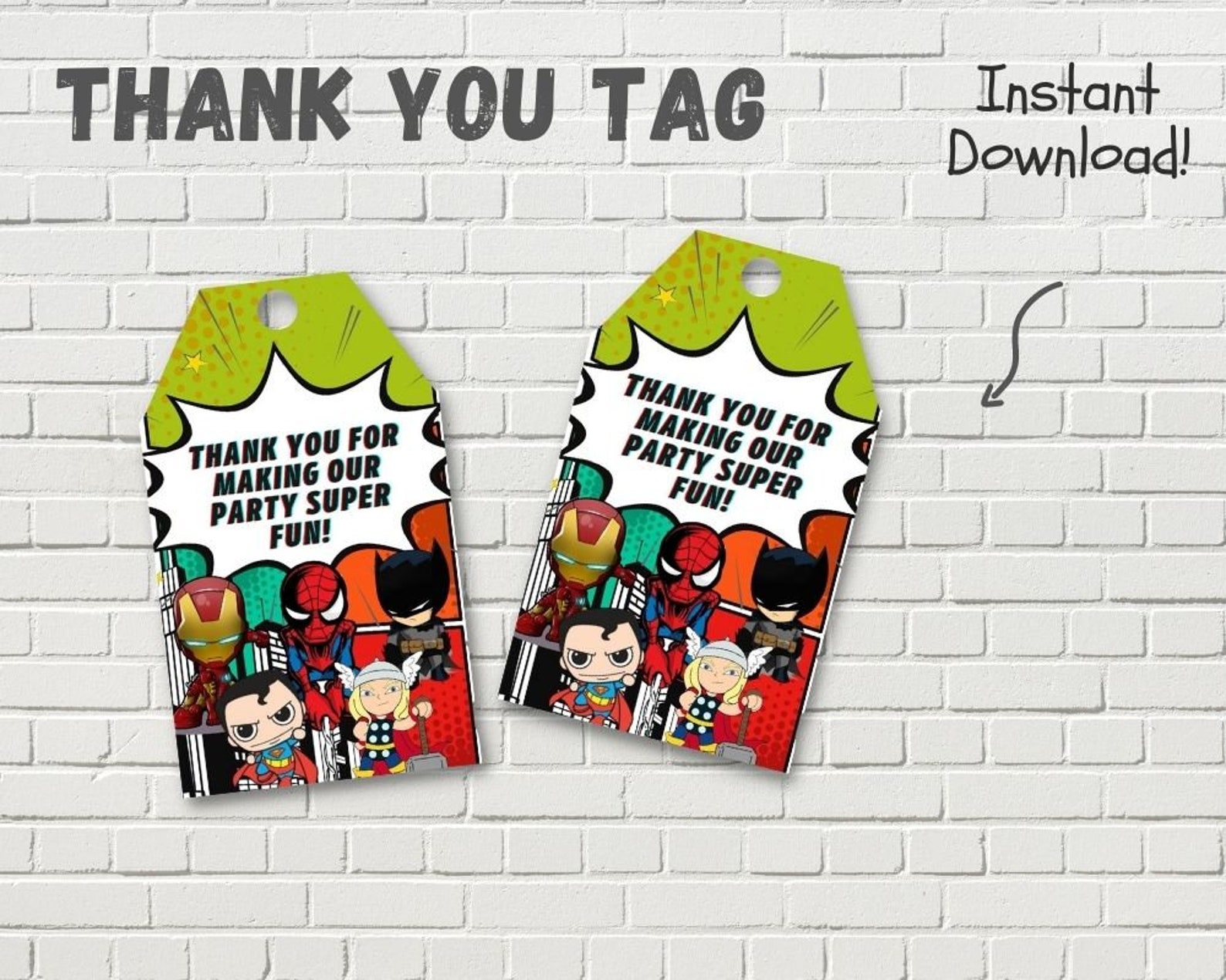 DIGITAL Fileavengers Thank You Favor Tags Superherothank You Etsy