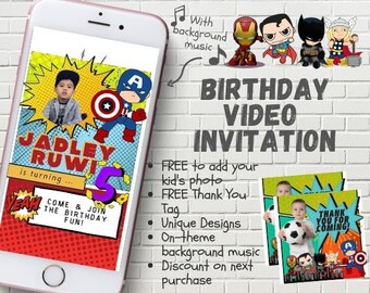 Superhero Theme Birthday Party Avengers, Animated Video Invitation,Superhero Avengers Invitation | Digital Invitation | Comics Theme 3