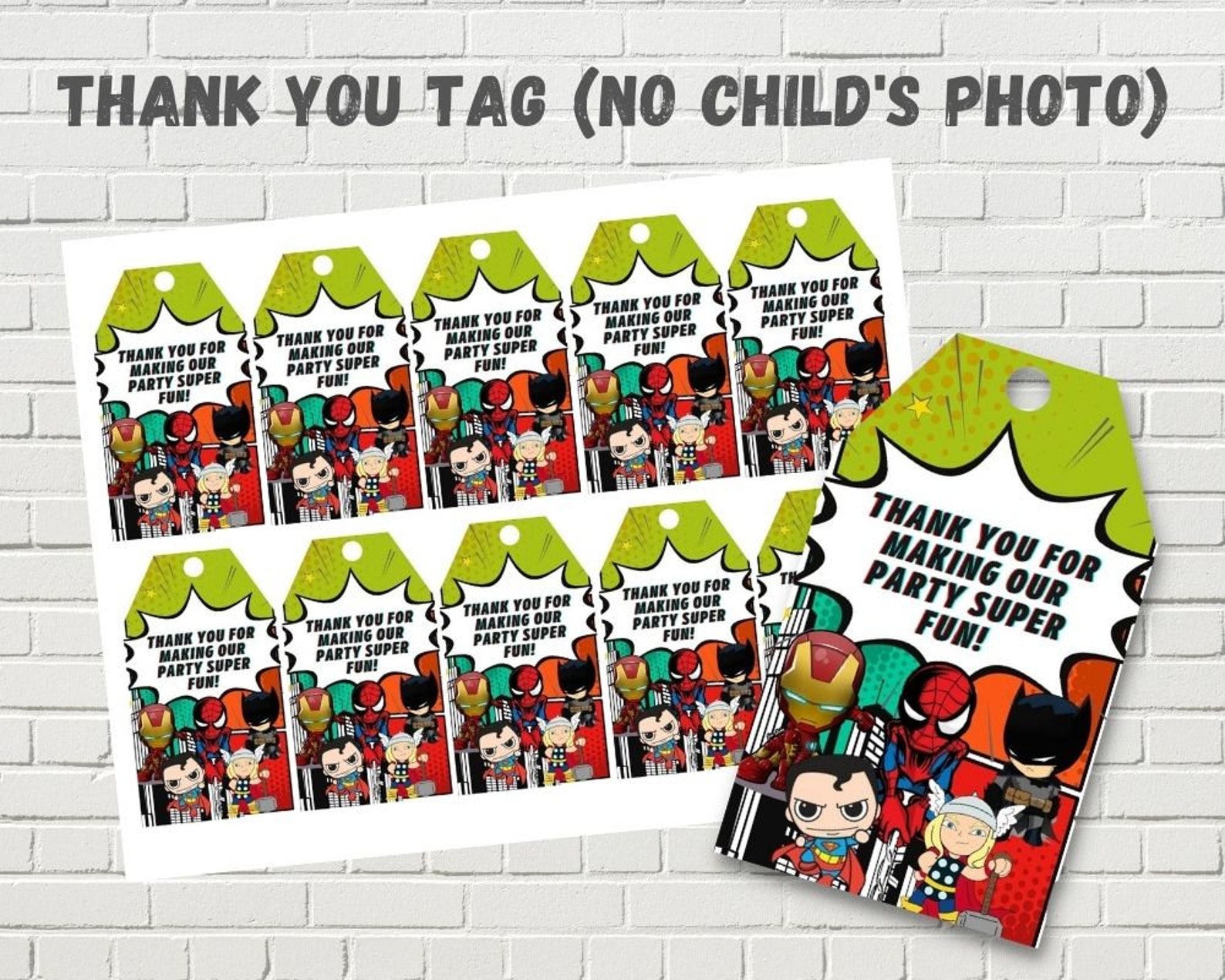 DIGITAL Fileavengers Thank You Favor Tags Superherothank You Etsy