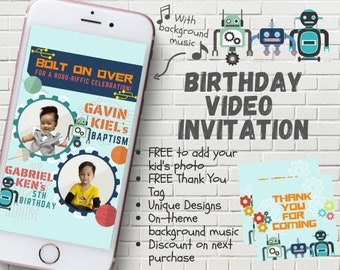 Video Invitación De Robot Invitaciones De Cumpleaños De Robot Fiesta De Robot Cumpleaños De Robot