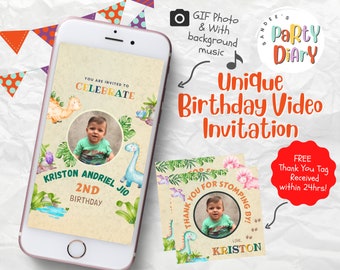 Invitación de cumpleaños de dinosaurio minimalista, invitación animada de dinosaurios, fiesta de dinosaurios, video de invitación de dinosaurios, invitación de dinosaurio o niña