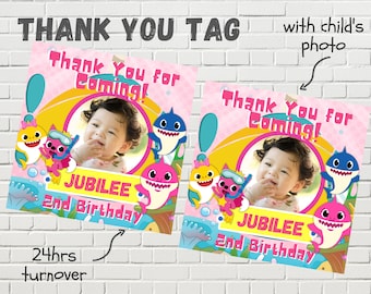 FILE DIGITALE: Baby Shark Grazie favore Tag Baby Shark Grazie Pink Baby Shark Girl Pink Birthday Party Tag Party Tag Pink Girl Shark