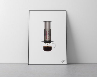 Aeropress Kaffedropp Väggkonst/Poster/Tryck